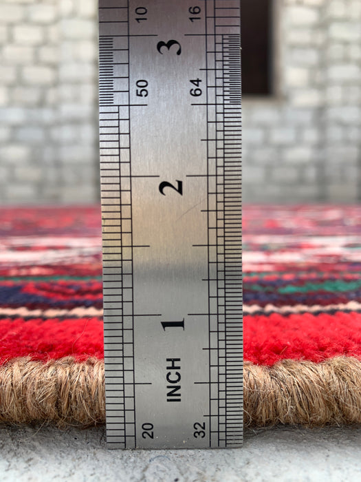 Handmade Persian Wool Area Rug 7x10 - Red Medallion Persian Style Rug with Ivory Border - Exact Size 10'5" x 7'0" - KBHM-838