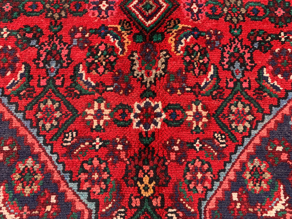 Handmade Persian Wool Area Rug 7x10 - Red Medallion Persian Style Rug with Ivory Border - Exact Size 10'5" x 7'0" - KBHM-838