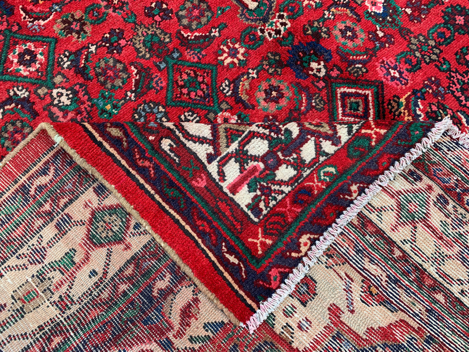 Handmade Persian Wool Area Rug 7x10 - Red Medallion Persian Style Rug with Ivory Border - Exact Size 10'5" x 7'0" - KBHM-838