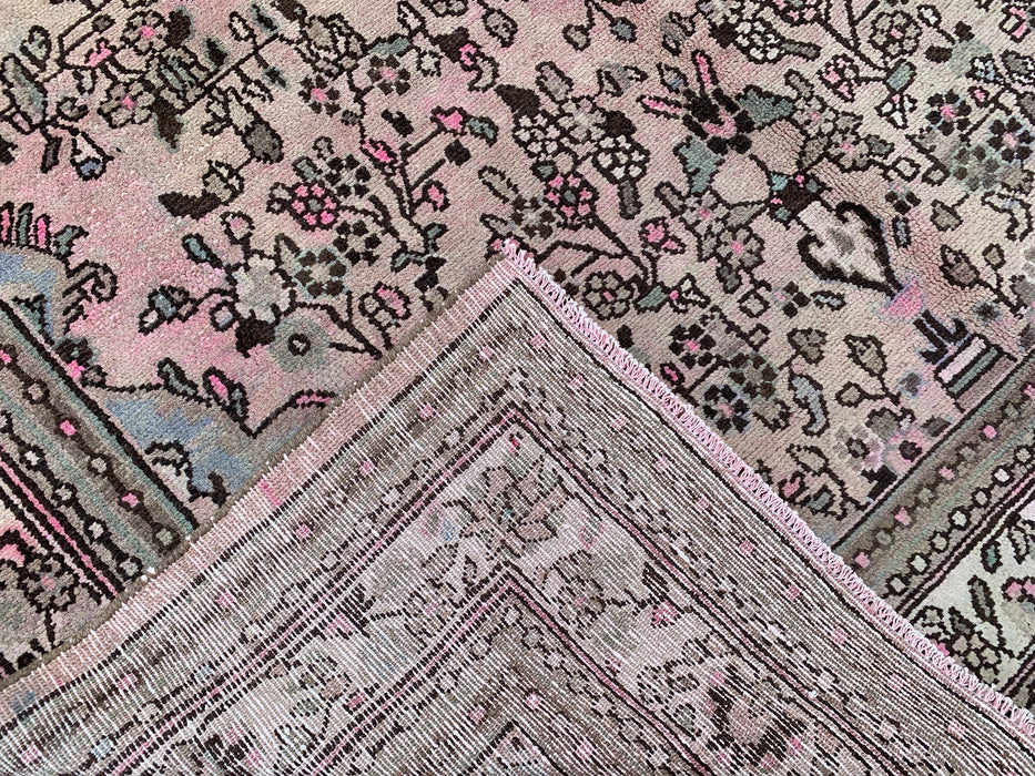 Handmade Persian Wool Area Rug 7x10 - Soft Beige Floral Medallion Persian Style Rug with Ivory Border - Exact Size 9'9" x 7'4" - KBHM-842