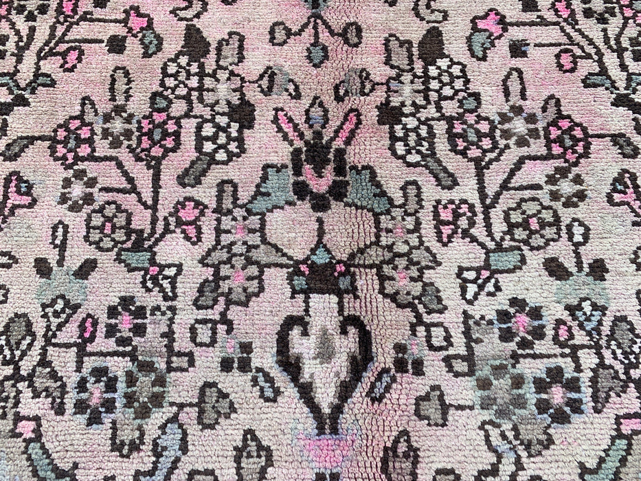 Handmade Persian Wool Area Rug 7x10 - Soft Beige Floral Medallion Persian Style Rug with Ivory Border - Exact Size 9'9" x 7'4" - KBHM-842