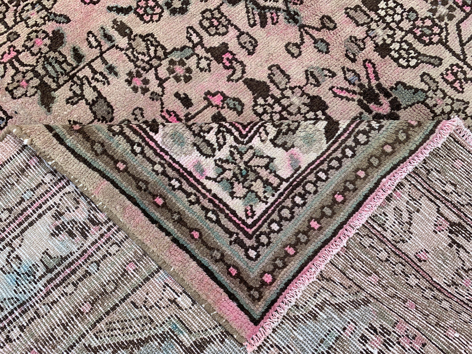 Handmade Persian Wool Area Rug 7x10 - Soft Beige Floral Medallion Persian Style Rug with Ivory Border - Exact Size 9'9" x 7'4" - KBHM-842