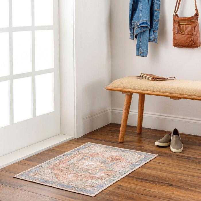 Amelie Machine Washable Rug — Rust / Pale Blue | AML-2309