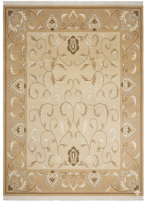 9'x12' Hand-Knotted Tibetan Wool Area Rug - Beige/Ivory