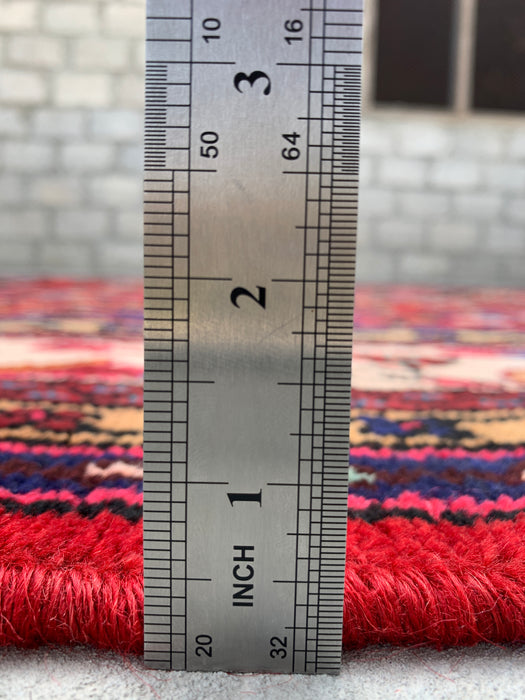 Handmade Persian Wool Area Rug 7x10 - Red Floral Medallion Persian Style Rug with Ivory Border - Exact Size 9'8" x 6'11" - KBHM-849