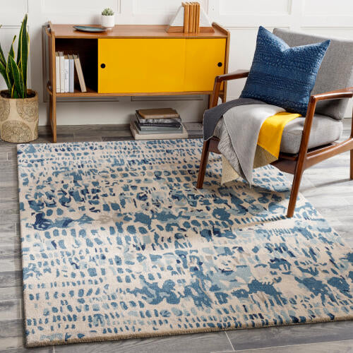 Kavita Handmade Rug — Blue / Ivory | KVT-2316 - colour & pattern