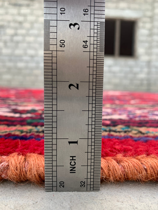Handmade Persian Wool Area Rug 7x10 - Red Geometric Medallion Persian Style Rug with Ivory Border - Exact Size 9'8" x 6'10" - KBHM-853