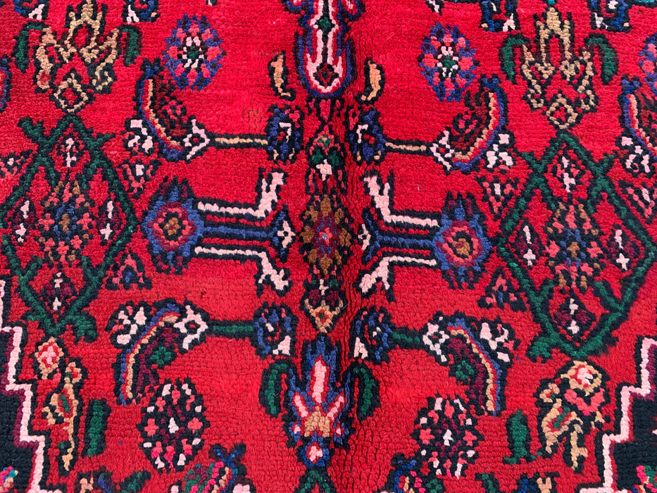 Handmade Persian Wool Area Rug 7x10 - Red Geometric Medallion Persian Style Rug with Ivory Border - Exact Size 9'8" x 6'10" - KBHM-853