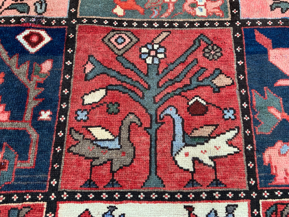 10'1 x 7'0 Hand-Knotted Persian Wool Rug - Red Panel Design with Blue & Gray Tribal Border - KBHM-854