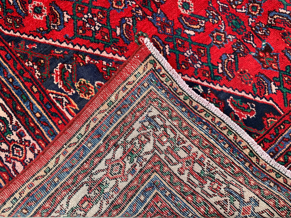 Handmade Persian Wool Area Rug 7x10 - Red Geometric Medallion Persian Style Rug with Ivory Border - Exact Size 10'0" x 6'11" - KBHM-855