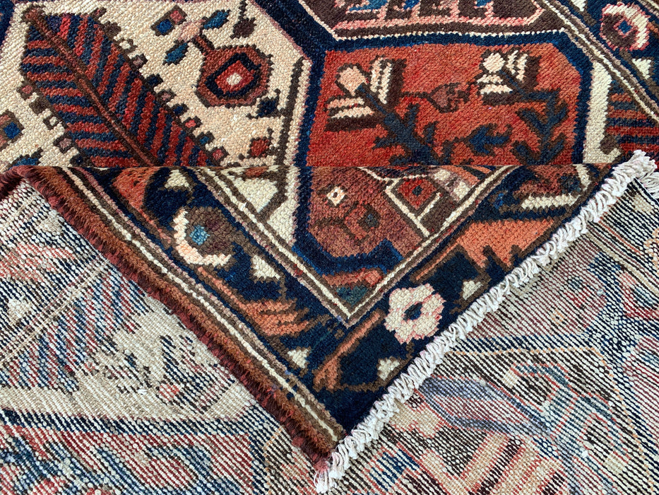 9'11 x 3'8 Hand-Knotted Persian Wool Runner - Tribal Hexagon Panel Design in Brown & Navy - KBHM-856