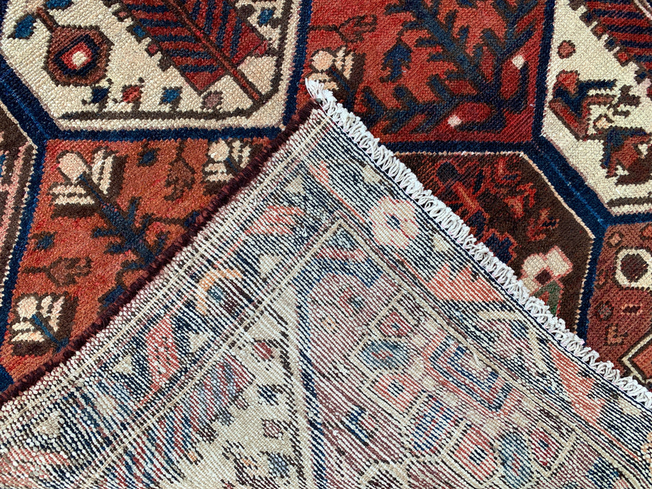 9'11 x 3'8 Hand-Knotted Persian Wool Runner - Tribal Hexagon Panel Design in Brown & Navy - KBHM-856