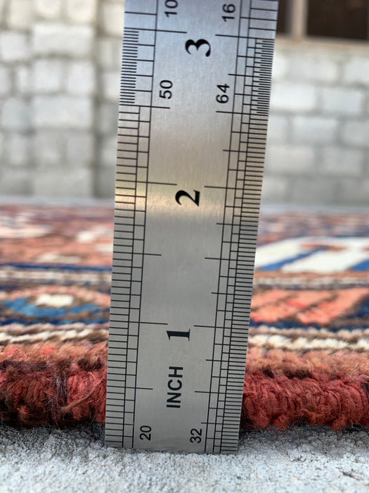 9'11 x 3'8 Hand-Knotted Persian Wool Runner - Tribal Hexagon Panel Design in Brown & Navy - KBHM-856