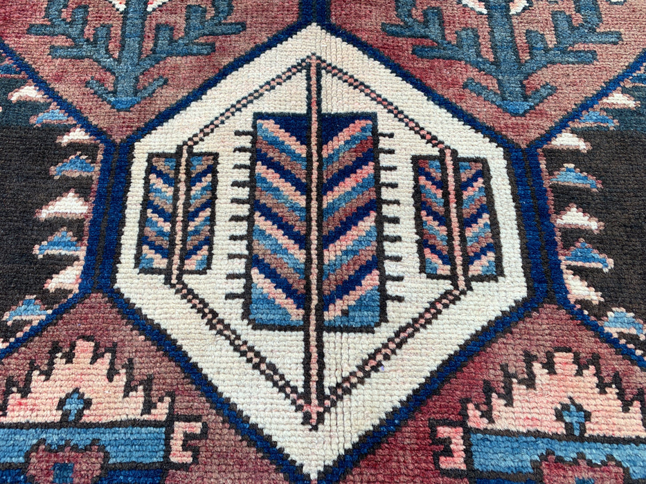 9'11 x 3'5 Hand-Knotted Persian Wool Runner - Tribal Hexagon Design in Brown & Navy - KBHM-857