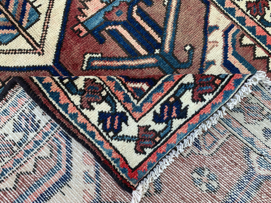 9'11 x 3'5 Hand-Knotted Persian Wool Runner - Tribal Hexagon Design in Brown & Navy - KBHM-857