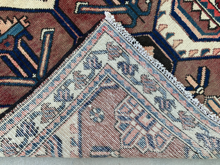 9'11 x 3'5 Hand-Knotted Persian Wool Runner - Tribal Hexagon Design in Brown & Navy - KBHM-857