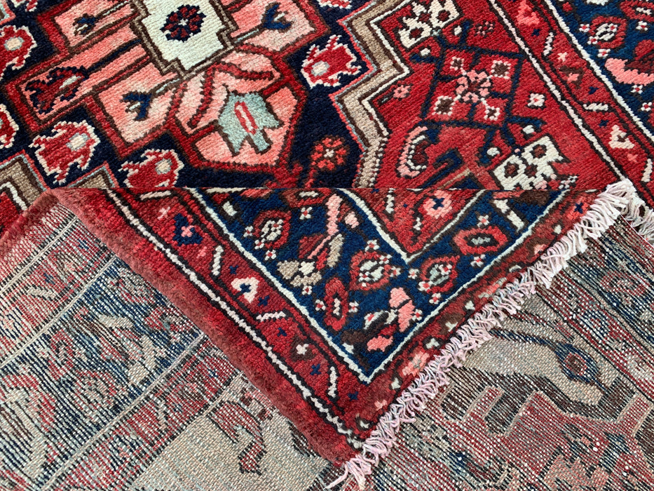 12'7 x 3'6 Hand-Knotted Persian Wool Runner - Red Geometric Tribal Medallion Design - KBHM-860