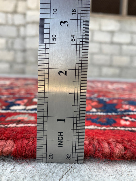 12'7 x 3'6 Hand-Knotted Persian Wool Runner - Red Geometric Tribal Medallion Design - KBHM-860