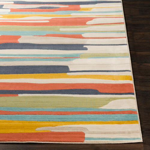 City Machine Woven Rug — Orange / Aqua Multi | CIT-2339