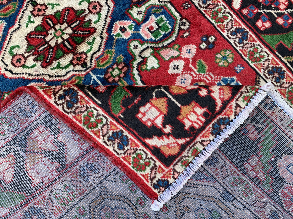 6'5 x 4'5 Hand-Knotted Persian Wool Rug - Red Floral Medallion Design with Black Border - KBHM-862