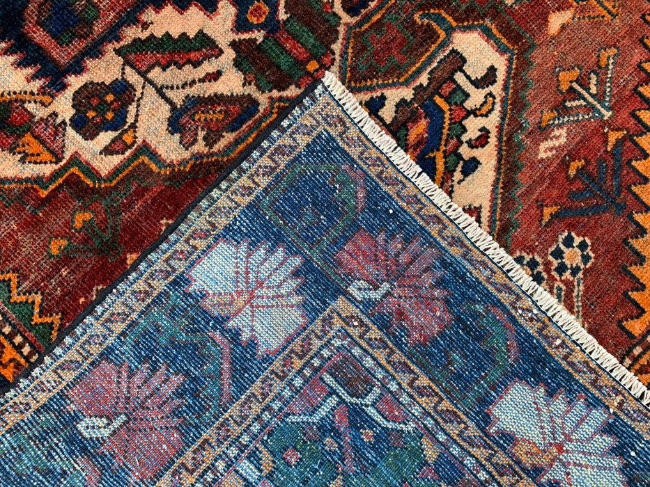 6'8 x 4'6 Hand-Knotted Persian Wool Rug - Brown Tribal Medallion Design with Green & Navy Border - KBHM-863