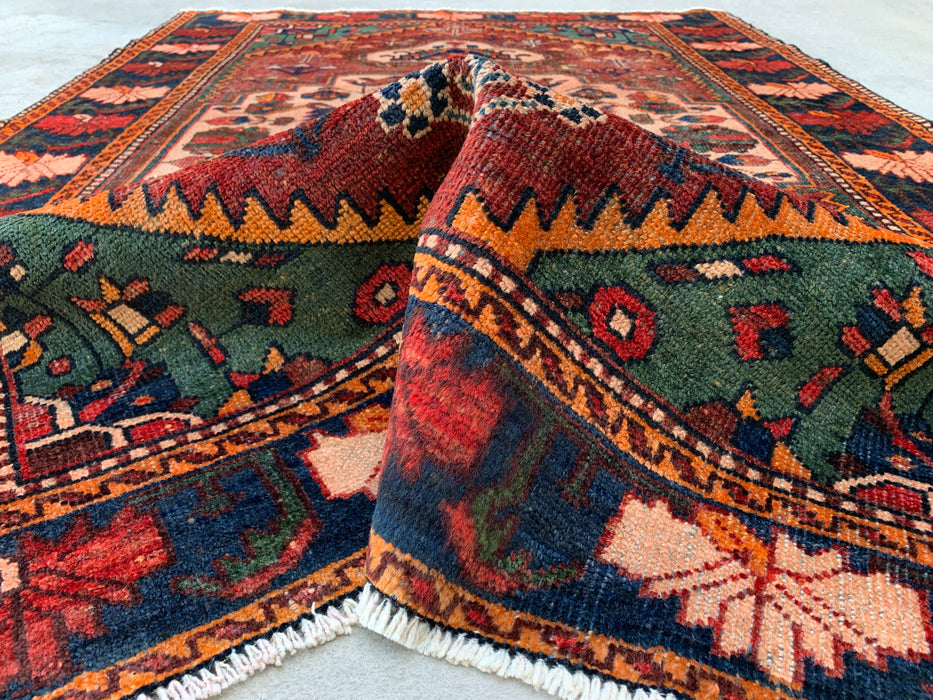 6'8 x 4'6 Hand-Knotted Persian Wool Rug - Brown Tribal Medallion Design with Green & Navy Border - KBHM-863