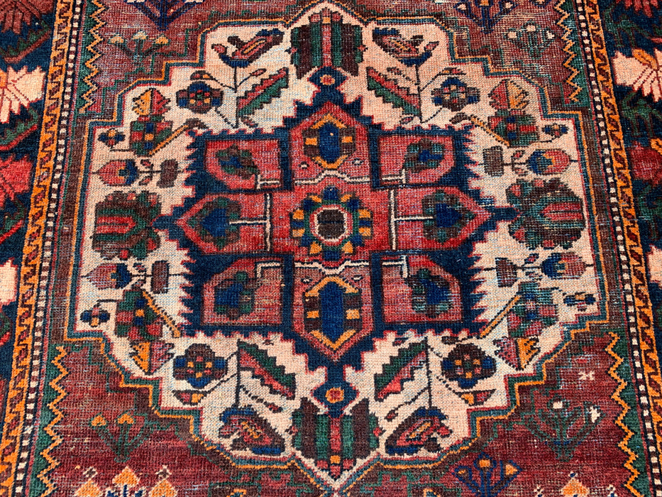 6'8 x 4'6 Hand-Knotted Persian Wool Rug - Brown Tribal Medallion Design with Green & Navy Border - KBHM-863