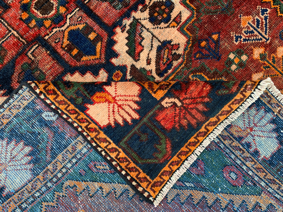 6'8 x 4'6 Hand-Knotted Persian Wool Rug - Brown Tribal Medallion Design with Green & Navy Border - KBHM-863