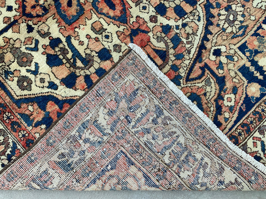 6'10 x 4'8 Hand-Knotted Persian Wool Rug - Ivory Floral Medallion Design with Navy Accents - KBHM-864