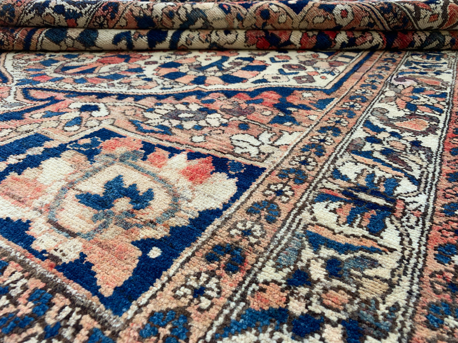 6'10 x 4'8 Hand-Knotted Persian Wool Rug - Ivory Floral Medallion Design with Navy Accents - KBHM-864