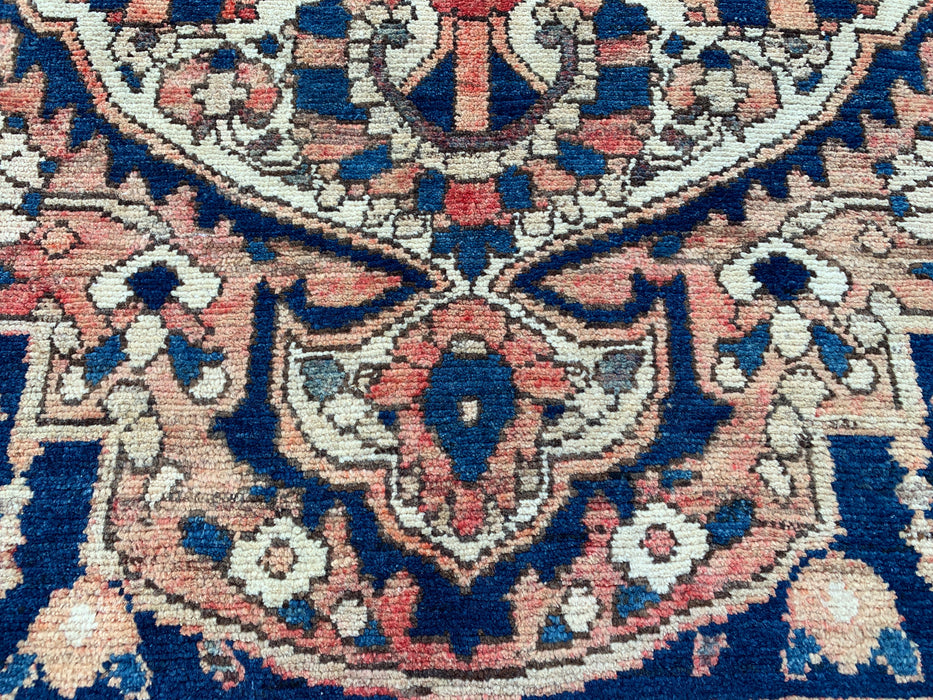 6'10 x 4'8 Hand-Knotted Persian Wool Rug - Ivory Floral Medallion Design with Navy Accents - KBHM-864