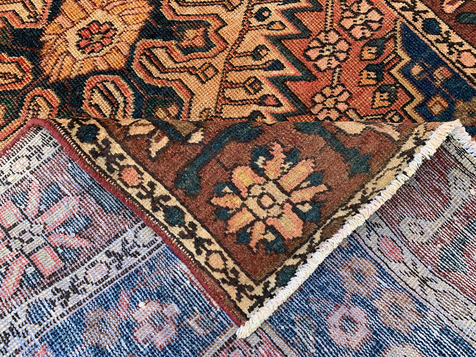 7'1 x 4'7 Hand-Knotted Persian Wool Rug - Brown Geometric Medallion Design with Navy Accents - KBHM-865