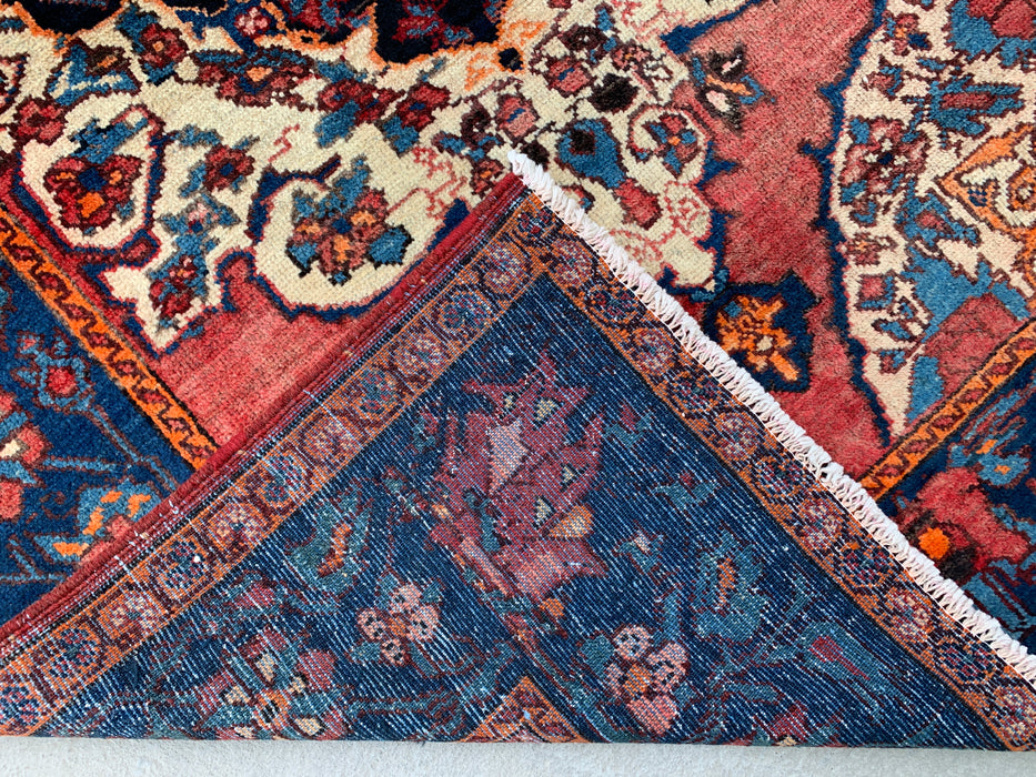 6'7 x 4'7 Hand-Knotted Persian Wool Rug - Rose Floral Medallion Design with Navy Border - KBHM-866