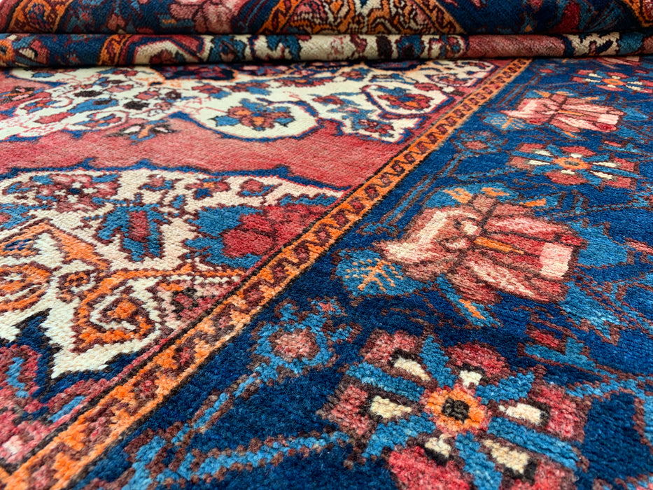 6'7 x 4'7 Hand-Knotted Persian Wool Rug - Rose Floral Medallion Design with Navy Border - KBHM-866