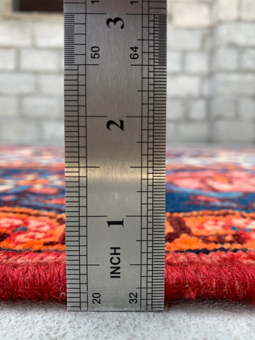 6'7 x 4'7 Hand-Knotted Persian Wool Rug - Rose Floral Medallion Design with Navy Border - KBHM-866