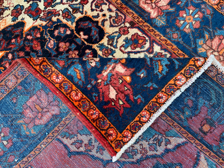 6'7 x 4'7 Hand-Knotted Persian Wool Rug - Rose Floral Medallion Design with Navy Border - KBHM-866