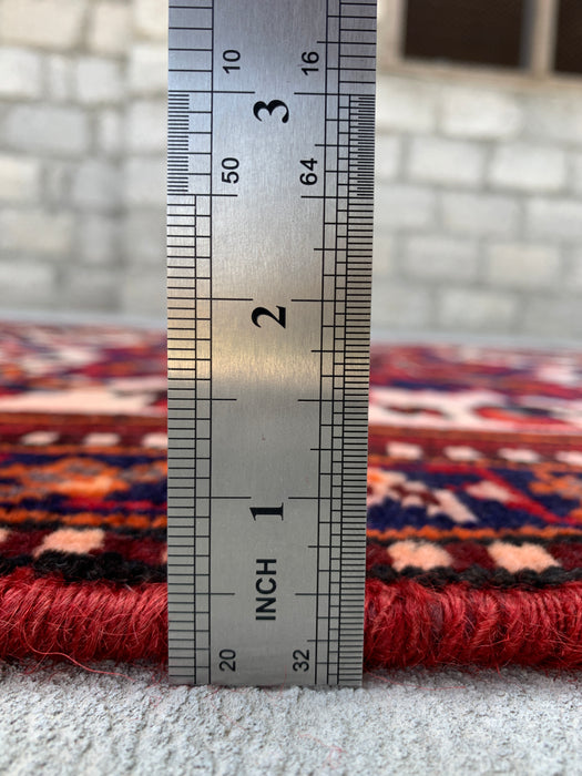 9'11 x 3'5 Hand-Knotted Persian Wool Runner - Navy Tribal Medallion Design with Ivory Accents - KBHM-868