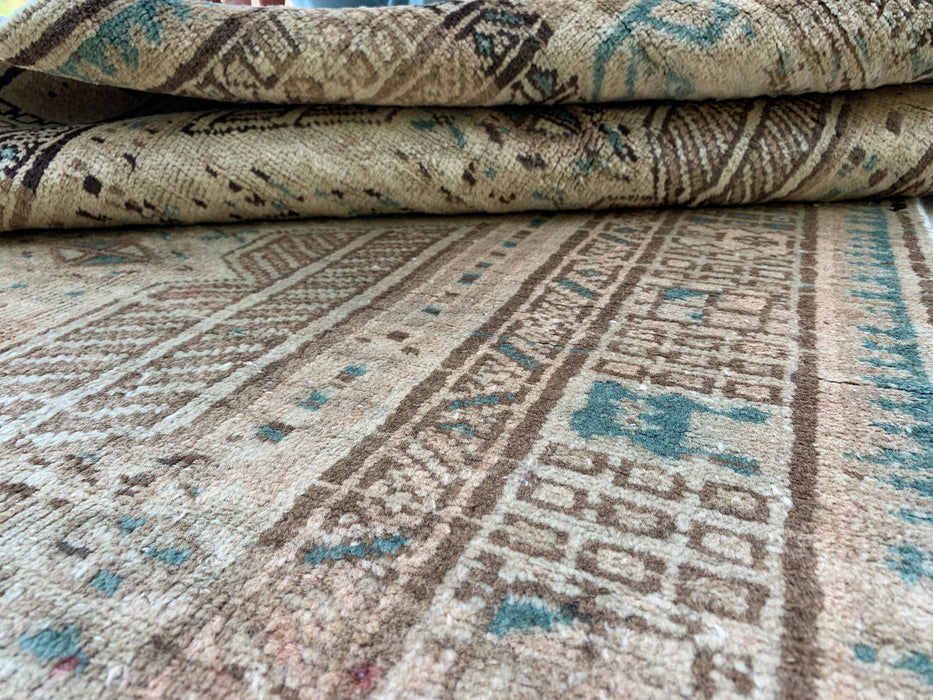 5'6 x 3'6 Hand-Knotted Persian Wool Rug - Beige Vintage Tribal Design with Soft Blue Accents - KBHM-869