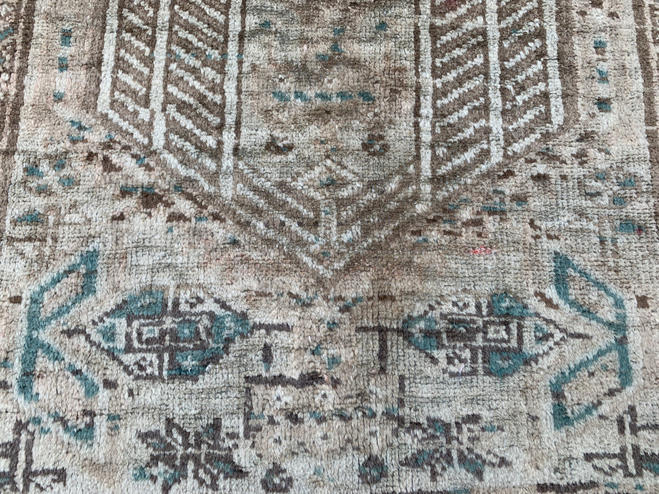 5'6 x 3'6 Hand-Knotted Persian Wool Rug - Beige Vintage Tribal Design with Soft Blue Accents - KBHM-869