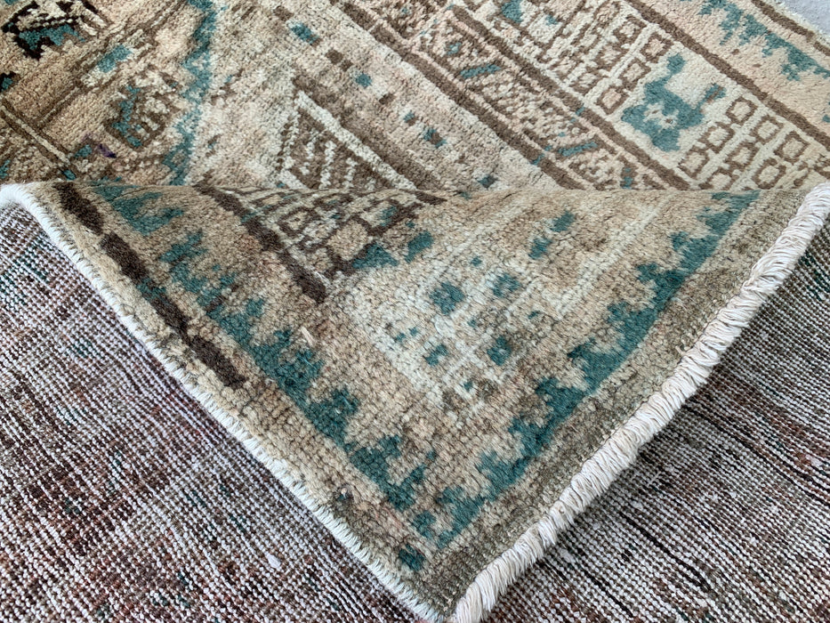 5'6 x 3'6 Hand-Knotted Persian Wool Rug - Beige Vintage Tribal Design with Soft Blue Accents - KBHM-869