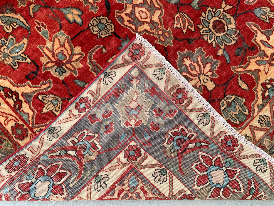 6'11 x 4'7 Hand-Knotted Persian Wool Rug - Red Floral Medallion Design with Gray Border - KBHM-870