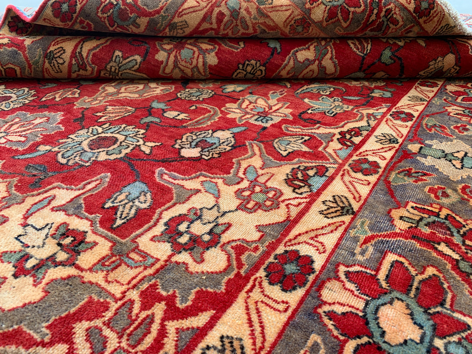 6'11 x 4'7 Hand-Knotted Persian Wool Rug - Red Floral Medallion Design with Gray Border - KBHM-870