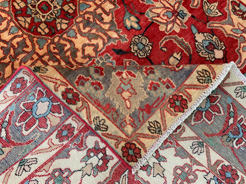 6'11 x 4'7 Hand-Knotted Persian Wool Rug - Red Floral Medallion Design with Gray Border - KBHM-870