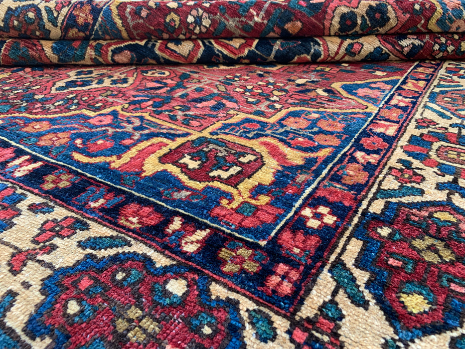 6'6 x 4'6 Hand-Knotted Persian Wool Rug - Red Geometric Medallion Design with Ivory Border - KBHM-871