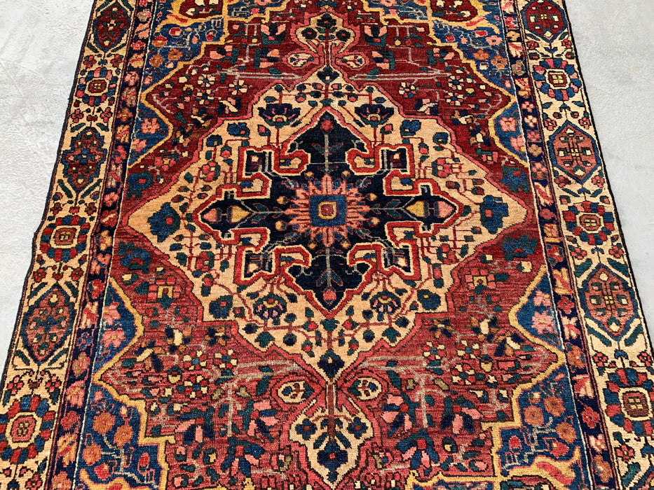 6'6 x 4'6 Hand-Knotted Persian Wool Rug - Red Geometric Medallion Design with Ivory Border - KBHM-871
