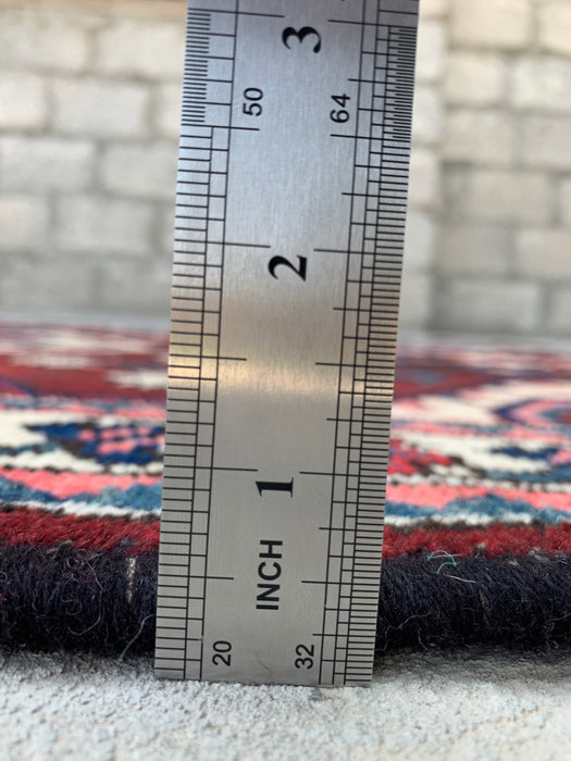 9'10 x 3'5 Hand-Knotted Persian Wool Runner - Tribal Hexagon Design in Brown, Red & Ivory - KBHM-873