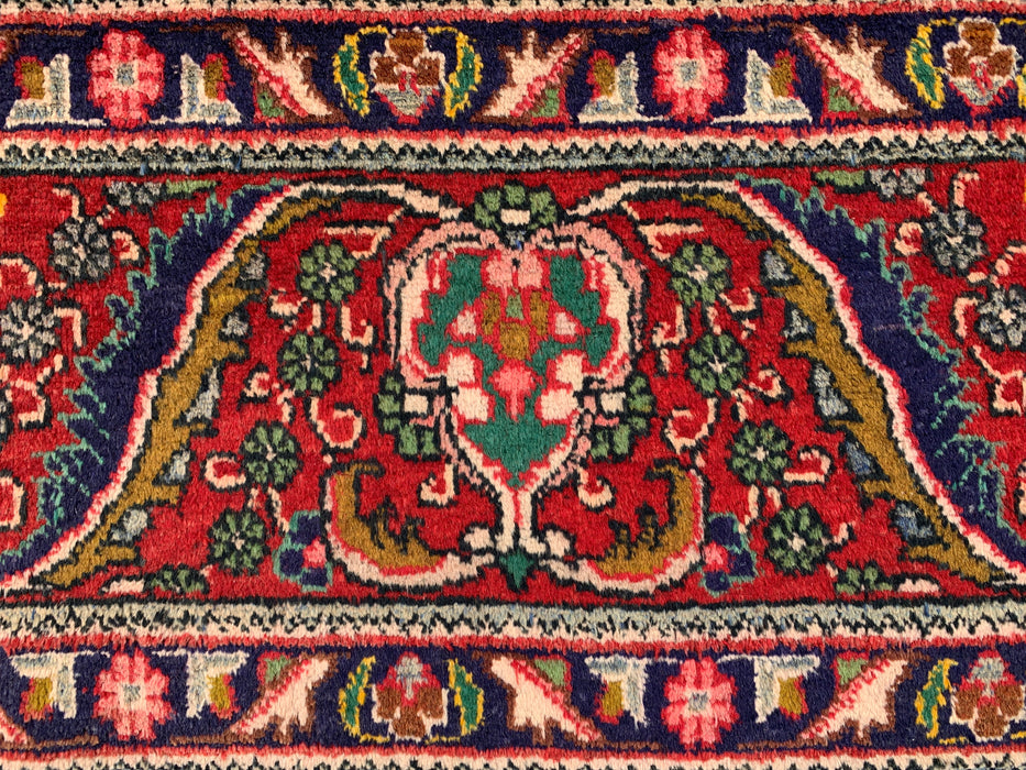 12'8 x 9'6 Hand-Knotted Persian Wool Rug - Red Floral Medallion Design with Ivory Border - KBHM-875