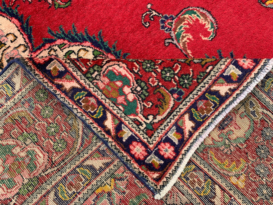 12'8 x 9'6 Hand-Knotted Persian Wool Rug - Red Floral Medallion Design with Ivory Border - KBHM-875