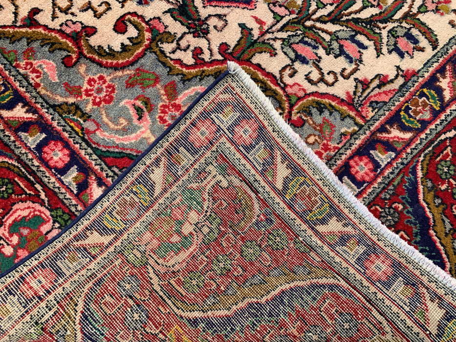 12'8 x 9'6 Hand-Knotted Persian Wool Rug - Red Floral Medallion Design with Ivory Border - KBHM-875