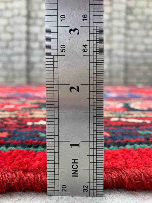 11'10 x 8'8 Hand-Knotted Persian Wool Rug - Red Floral Medallion Design with Blue Border - KBHM-877